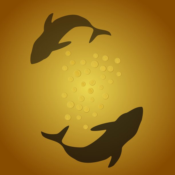 两条鲨鱼在海底守护着黄金。图片下载