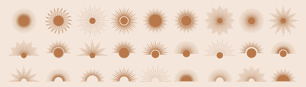 手绘的太阳，太阳爆发，光线在线艺术。波希米亚象征着爆裂的阳光。魔法护身符，古董风格，波西米亚风格，纹身，标志。â矢量插图孤立在白色背景。图片下载