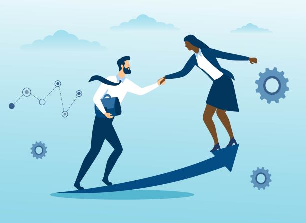 职业成长和团队合作的抽象概念图片下载