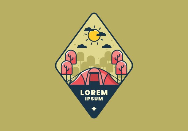露营用一个大帐篷的平面插图图片下载