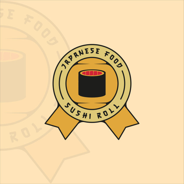 卷寿司标志矢量插图模板图标图形设计。日本食品标志或符号的餐厅和商务咖啡馆图片下载