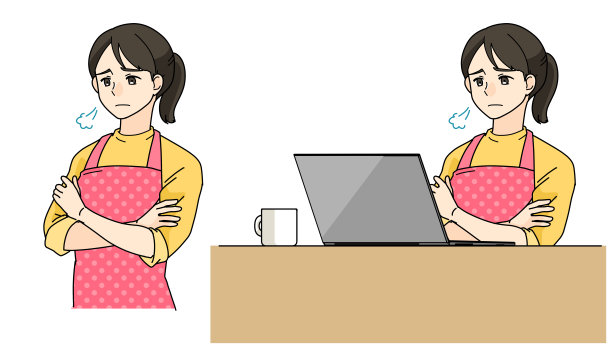 家庭主妇在使用笔记本电脑和计算器方面有困难图片下载