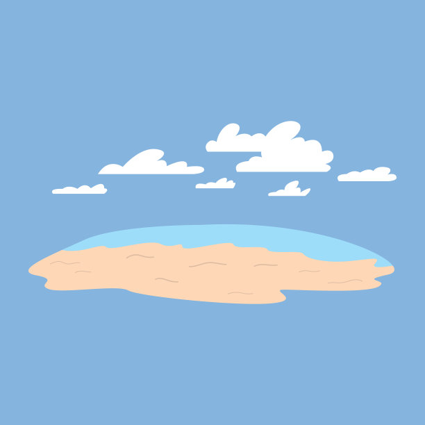 海边的风景。夏季自然卡通插画。干净，原始的海滩，一个休息的地方。矢量剪纸一个热带的海滩。图片下载