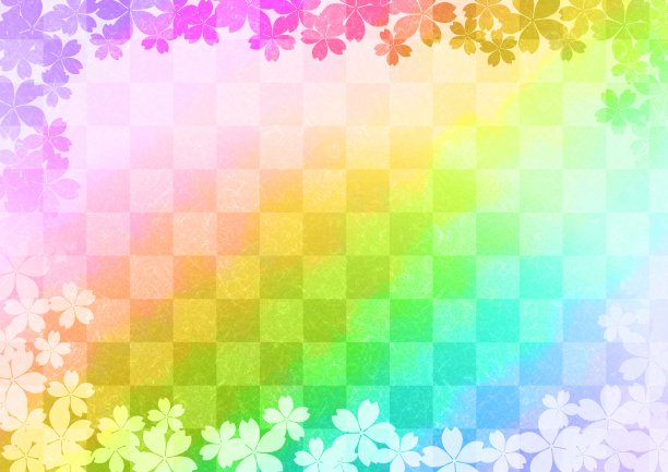 彩虹色的背景和花框架图片下载