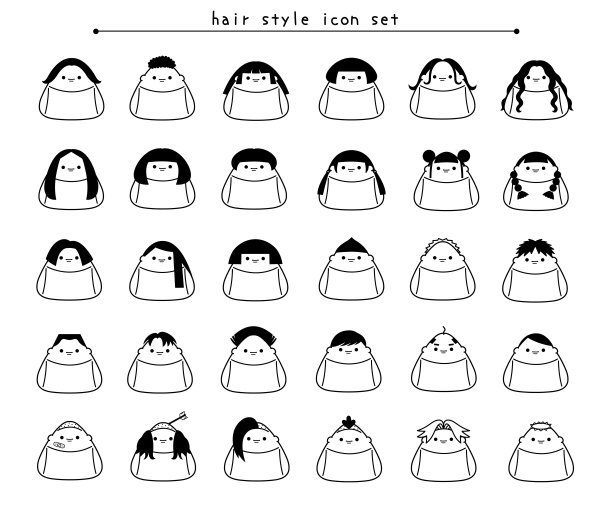 图标设置为各种发型。图片下载