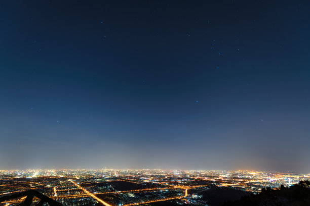 中国北京全景，夜晚天际线，图片下载