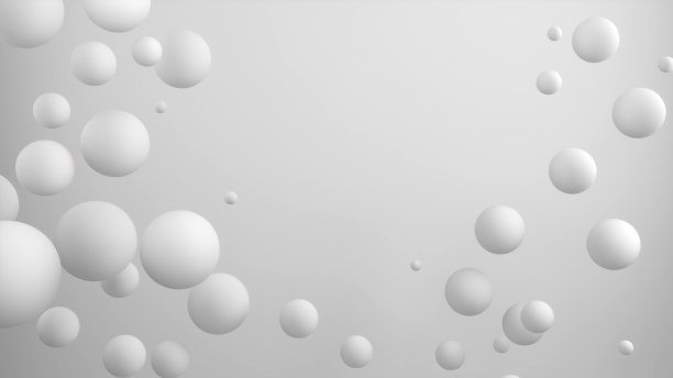 抽象的白色球在白色的背景上，三维渲染图片下载