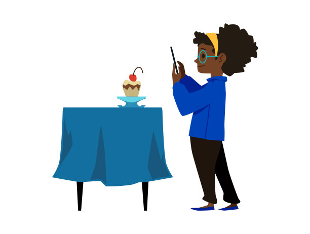 儿童摄影师拍摄的食物照片，平面矢量插图孤立。图片下载