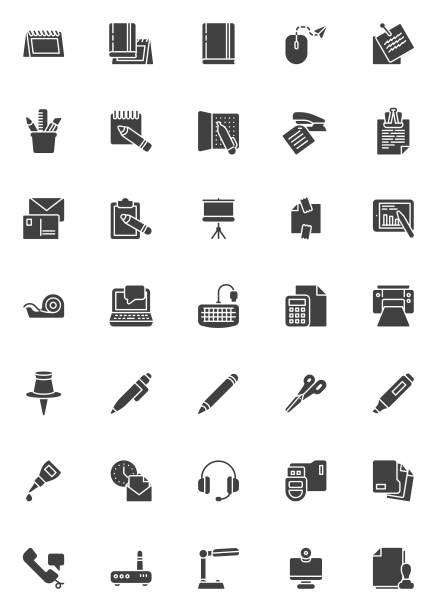 办公用品矢量图标集图片下载