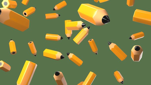 墨绿色背景上的铅笔。图片下载