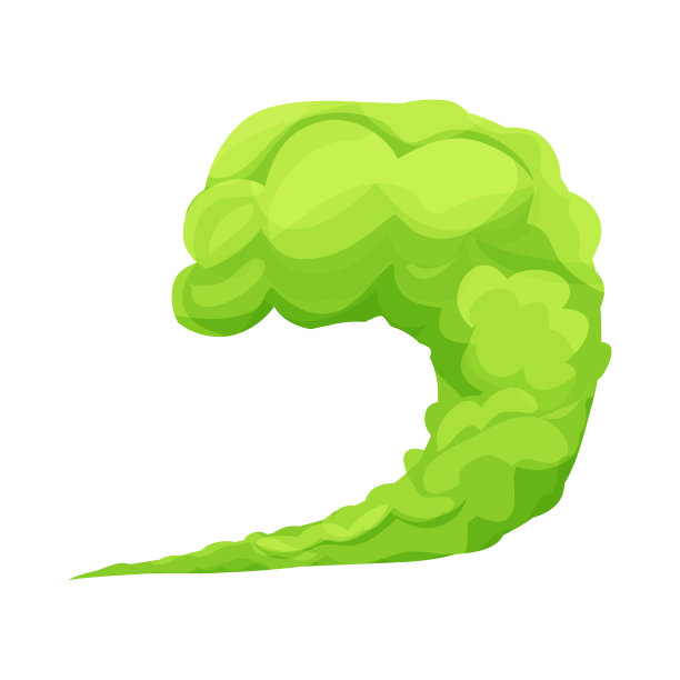 绿色的气味蒸汽，有毒的恶臭烟，灰尘云或放屁漫画风格孤立在白色的背景上。糟糕的芳香气味。矢量图图片下载