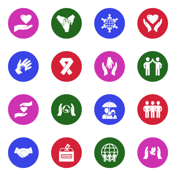 圆形白色扁平风格的善良图标矢量图图片下载