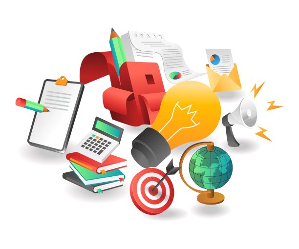 平面等距插图概念。创意工具包回到学校图片下载