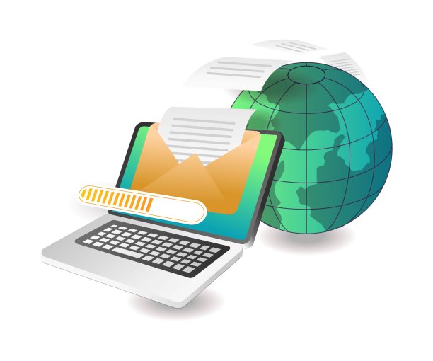 平面等距概念插图。发送电子邮件数据的过程图片下载