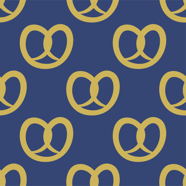 无缝矢量椒盐卷饼图案。布料，纺织品，包装，封面等食品重复背景。图片下载