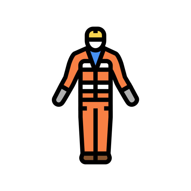 建设者在安全服装颜色图标矢量插图图片下载
