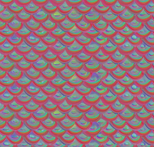 无缝模式。鱼或美人鱼的红色鳞片图片下载