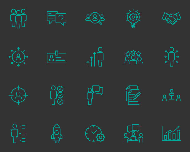 集业务人员线图标，团队，小组，会议，成员图片下载