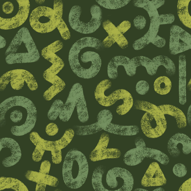 原始符号，孟菲斯涂鸦元素。街头艺术风格。抽象的字母字母。粉笔纹理。极简主义的无缝设计。摘要简单背景为纺织品、面料、横幅、包裹。图片下载