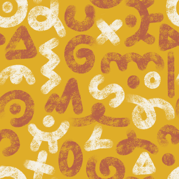 原始符号，孟菲斯涂鸦元素。街头艺术风格。抽象的字母字母。粉笔纹理。极简主义的无缝设计。摘要简单背景为纺织品、面料、横幅、包裹。图片下载