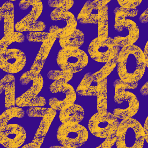 无缝图案，数字按顺序分布。画的数字在grunge半色调。粉笔纹理。学校的数学背景。纺织品、面料、横幅、海报、包装、墙纸的时尚设计。图片下载