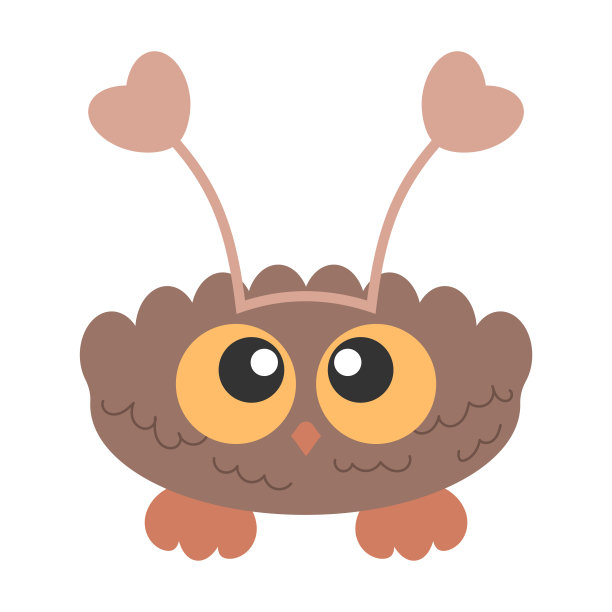 可爱的小猫头鹰，大眼睛，头上有心形环图片下载