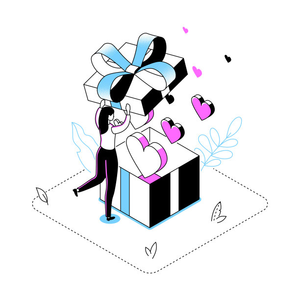 只为您-现代线条等距设计风格插图图片下载