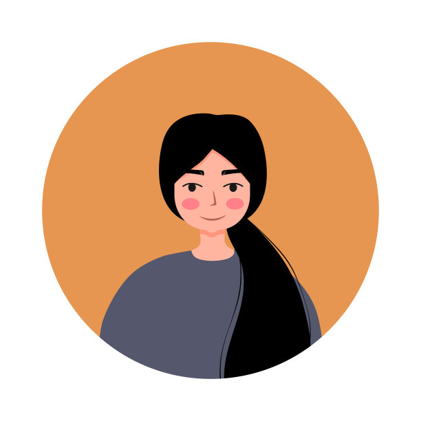 美丽的女人在圆形框架的肖像。阿凡达的女性角色孤立在白色背景上。平面矢量卡通插图。图片下载