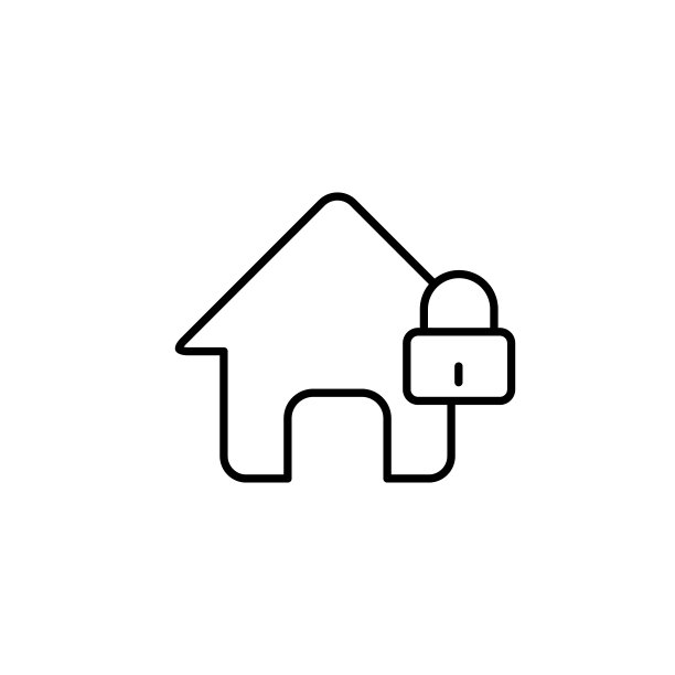 保护家园的图标。Web首页安全符号。安全家锁防御平设计。向量的网站标志图片下载