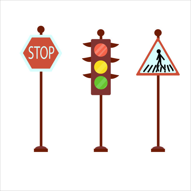 路标。一个金属支架上的方向标志，一个空白标志和一个引导标志。矢量插图孤立在白色背景上图片下载