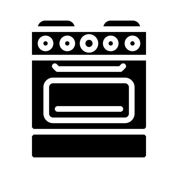 烤箱厨房用具字形图标矢量插图图片下载