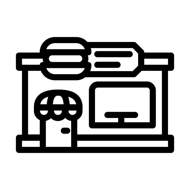 餐厅建筑线图标矢量插图图片下载