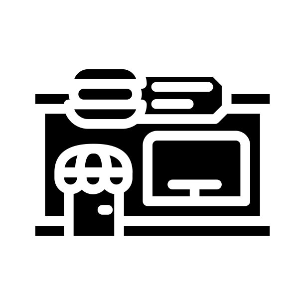 餐馆建筑字形图标矢量插图图片下载