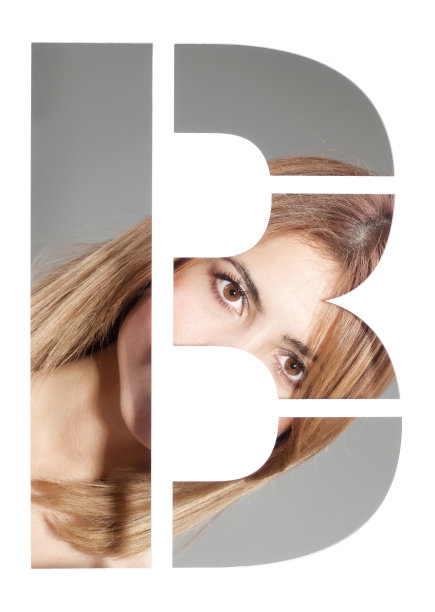 字母“B”的女性肖像图片下载