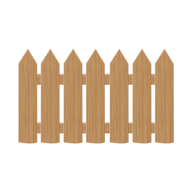 木门和栅栏由各种设计的板，矢量插图在卡通风格图片下载