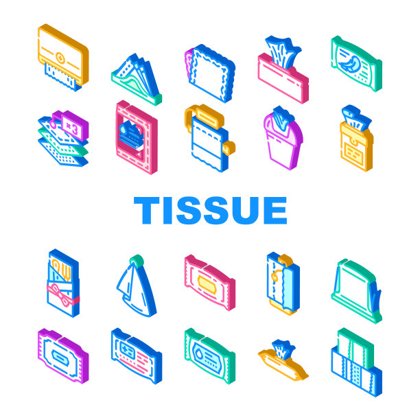 纸巾和餐巾包图标集向量图片下载