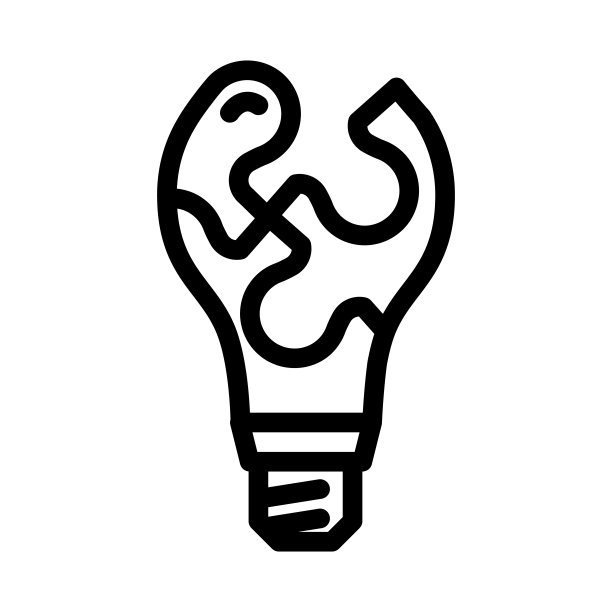 灯泡线性解决方案矢量图标图片下载