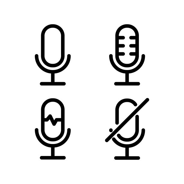 麦克风，麦克风图标标志设计矢量模板插图图片下载