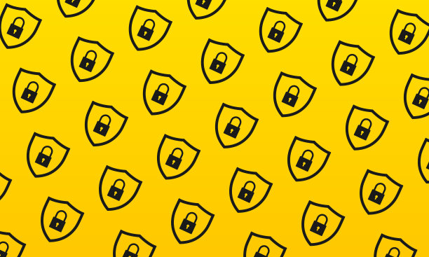 安全数据保护背景。黄色背景上的盾和挂锁符号。向量EPS 10图片下载