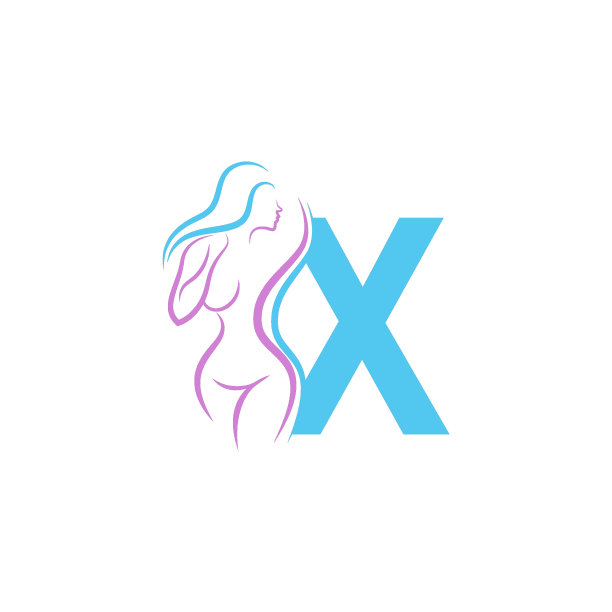 性感的女人图标前的字母X插图模板图片下载