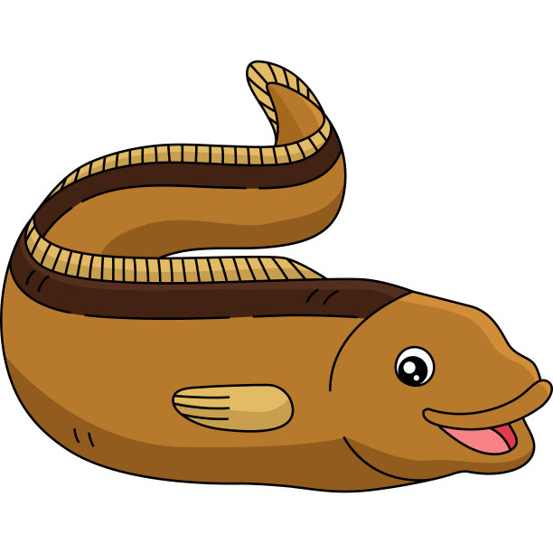 鳗鱼卡通彩色剪纸插画图片下载