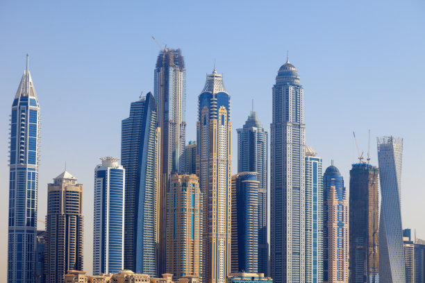 阿拉伯联合酋长国迪拜码头的迪拜天际线图片下载