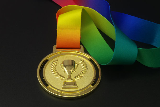 黑色彩虹缎带金牌图片下载