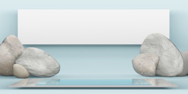 模板石平台背景托盘产品支架放置文字和产品3D插图图片下载