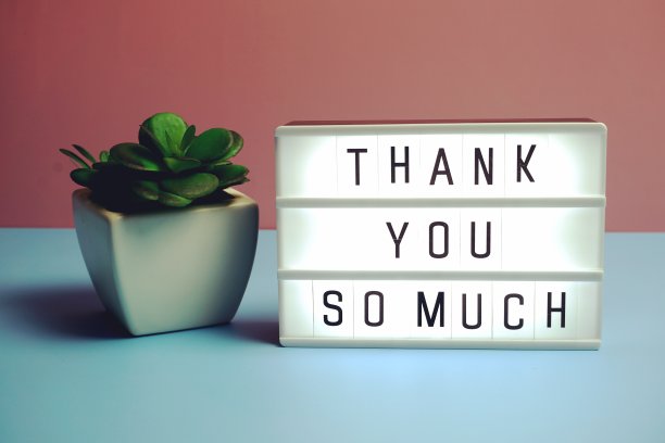 非常感谢你在蓝色和粉色背景的灯箱里图片下载