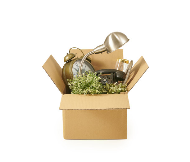 棕色纸箱孤立在白色背景，家的对象和移动的风格。图片下载