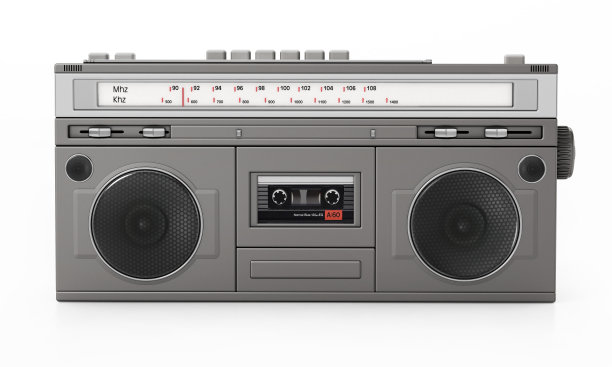 通用老式卡式播放器孤立在白色上图片下载