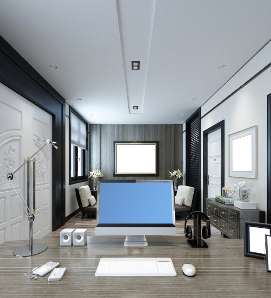 3d渲染的工作空间，办公室。图片下载