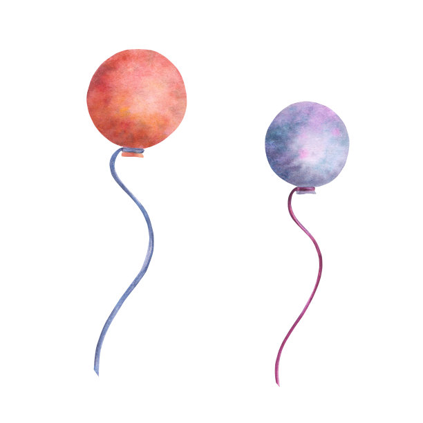 彩色水彩插图的行星气球。气球。手绘卡孤立在白色背景。图片下载