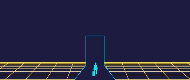 商人开始并步入未来之门。迈向新技术，区块链和互联网概念的下一层。未来的语气图片下载